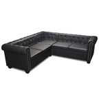 Black Chesterfield Corner Sofa 5-Seater | Tufted Designer L-Shape