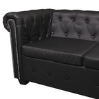 Black Chesterfield Corner Sofa 5-Seater | Tufted Designer L-Shape